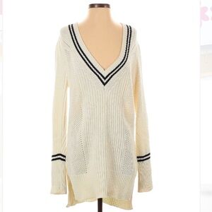 Ivory banana republic V-Neck Sweater with Black Trim size small